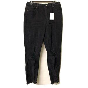 Tinsel Womens Black Wash Distressed The Mom Jeans